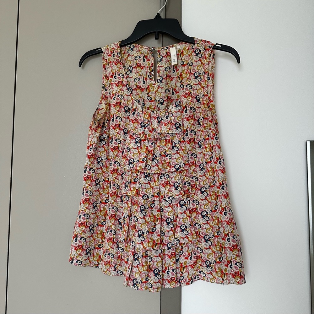 Anthropologie Sine Sleeveless Blouse With floral print - silk